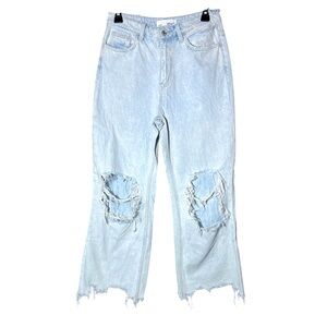 Vervet Denim Jeans High Rise Distressed Destroyed Crop Light Wash Blue Size 26‎